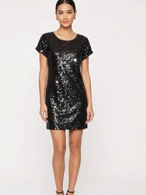 VS Essentials Black Sequin MIini Dress Tunic S